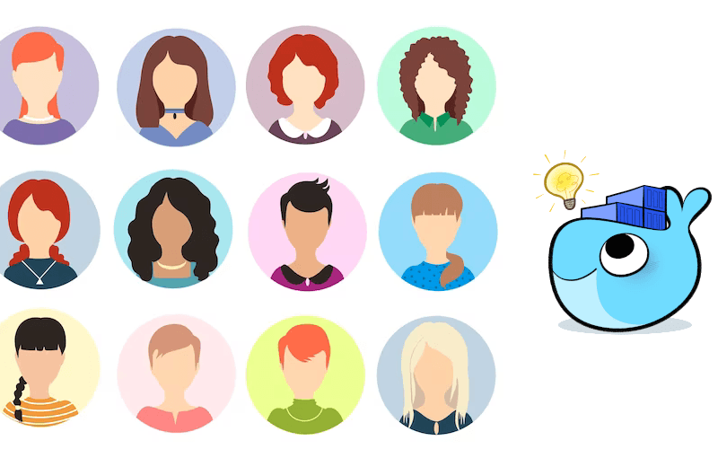 Different user profiles beside the Docker logo.