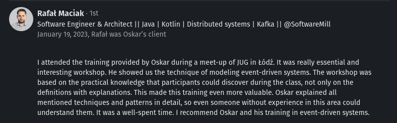 Workshop recommendation