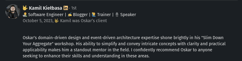 Workshop recommendation