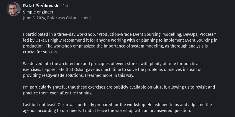 Workshop recommendation