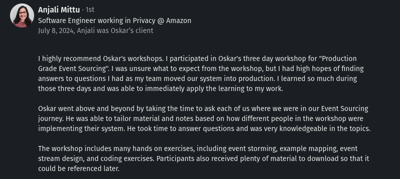 Workshop recommendation