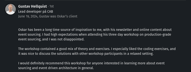 Workshop recommendation